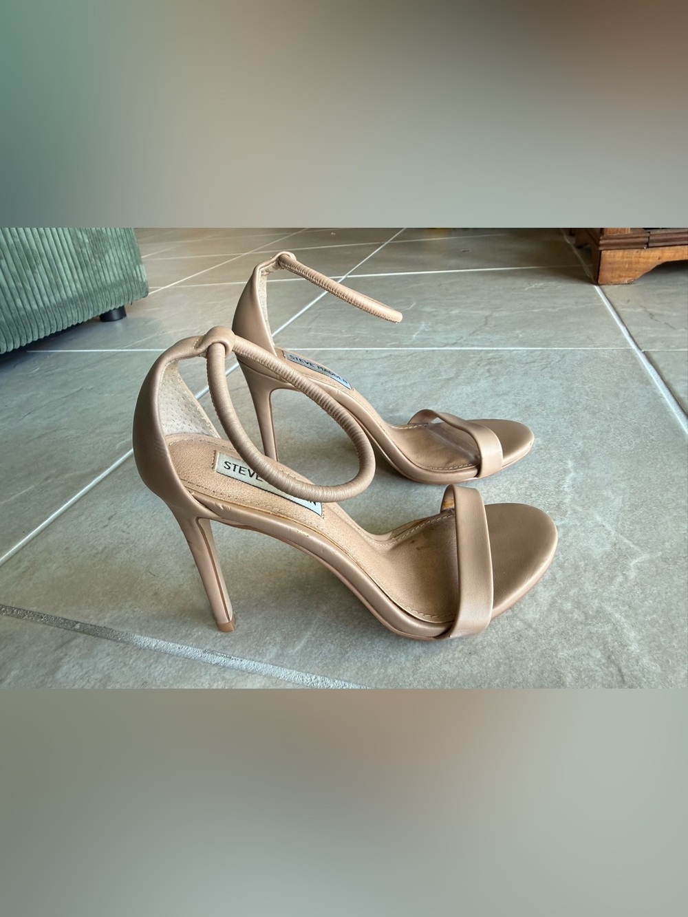 Steve Madden Nude Ankle Strap Stiletto Heels